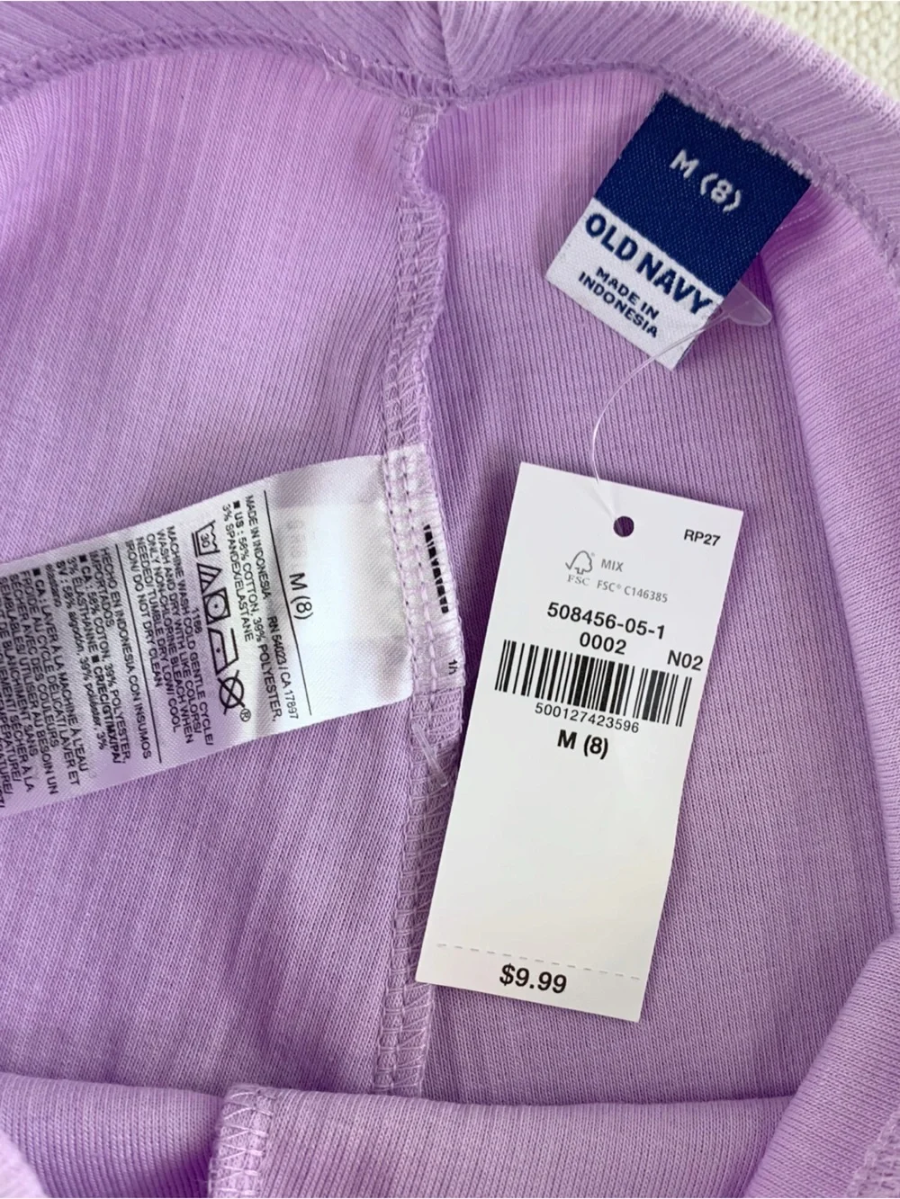 Old Navy New girl's Ribbed Lavender Leggings size M(8)